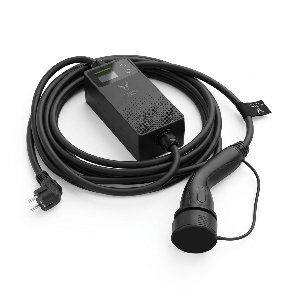[VIKT2EVX03B] Elbillader 6-16A, Type 2 schuko m/disp 7 m (RCD B)