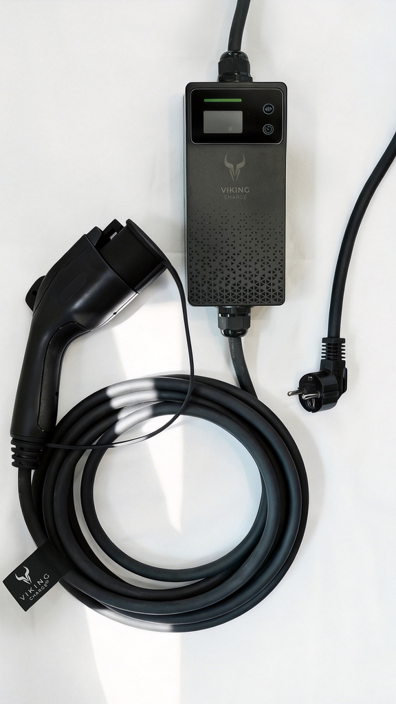 [VIKT1EVX03B] Elbillader 6-16A, Type 1 schuko m/disp 7,5 m m/display (RCD B)